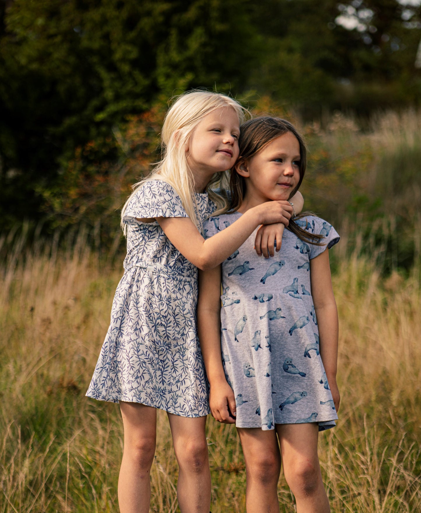 Dress with butterfly sleeve and seal print
