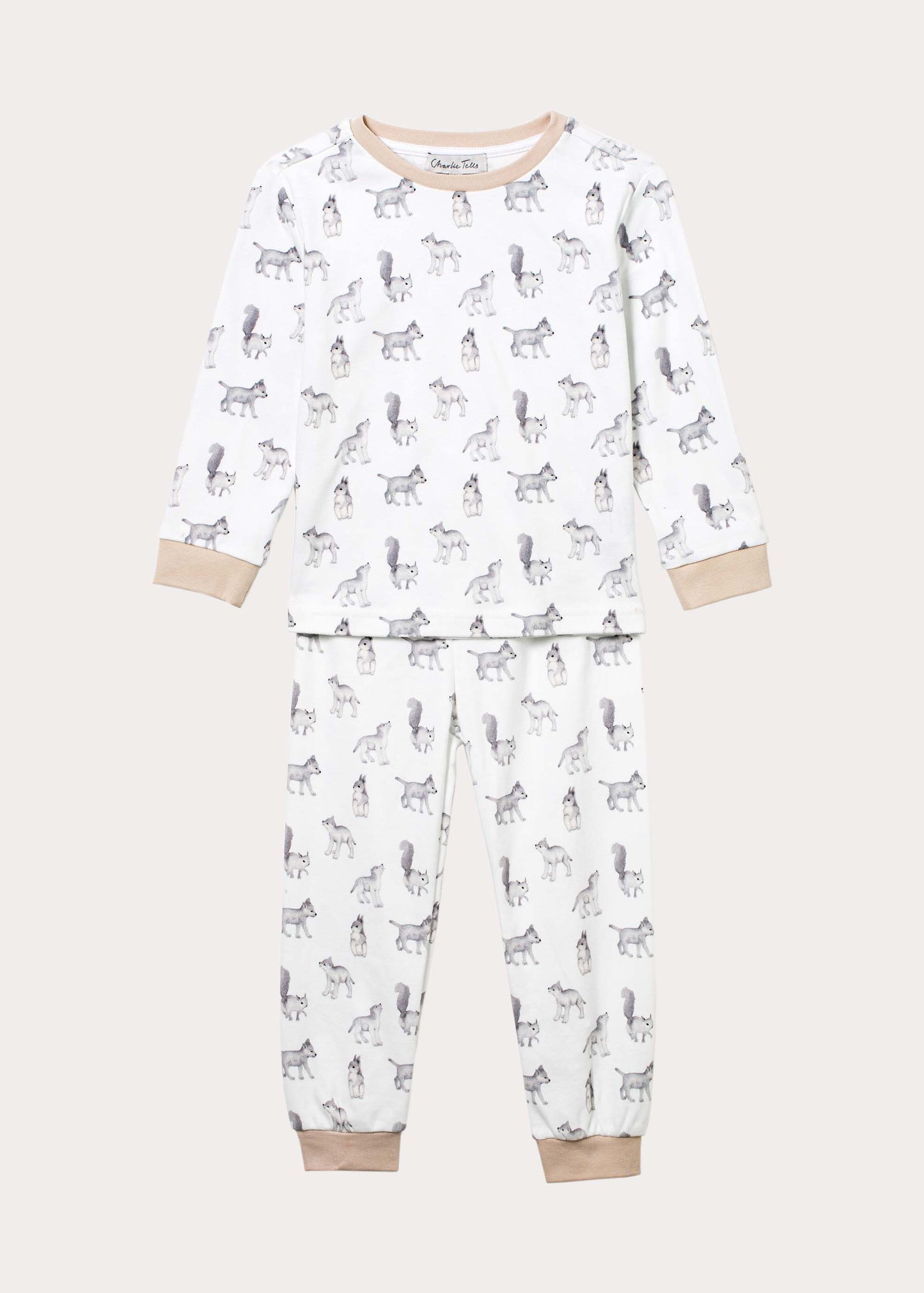 Pyjamas i ekologisk bomull med ekorre och varg