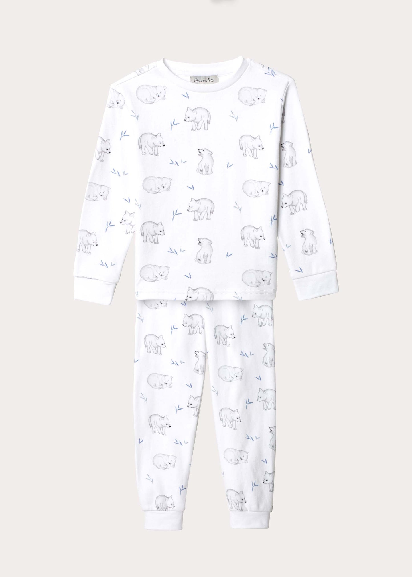 Pyjamas i ekologisk bomull med vargar