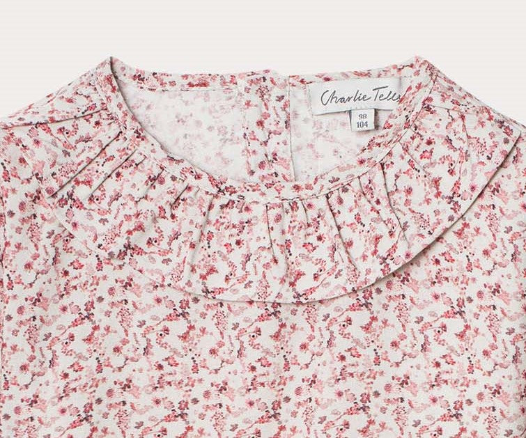 Vävd blus med krage i viscose
