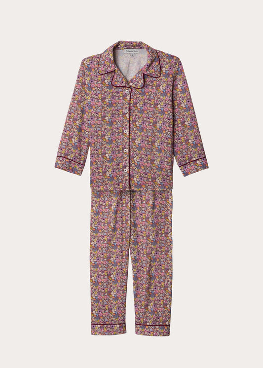 Pyjamas i viscose med sidenband