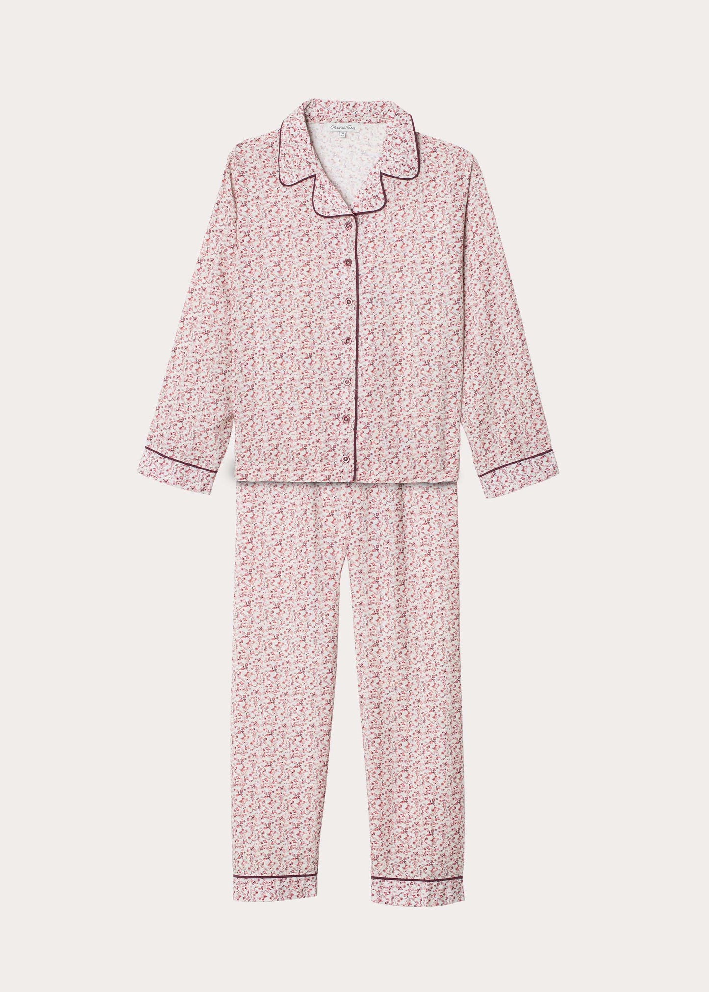 Pyjamas i viscose med sidenband