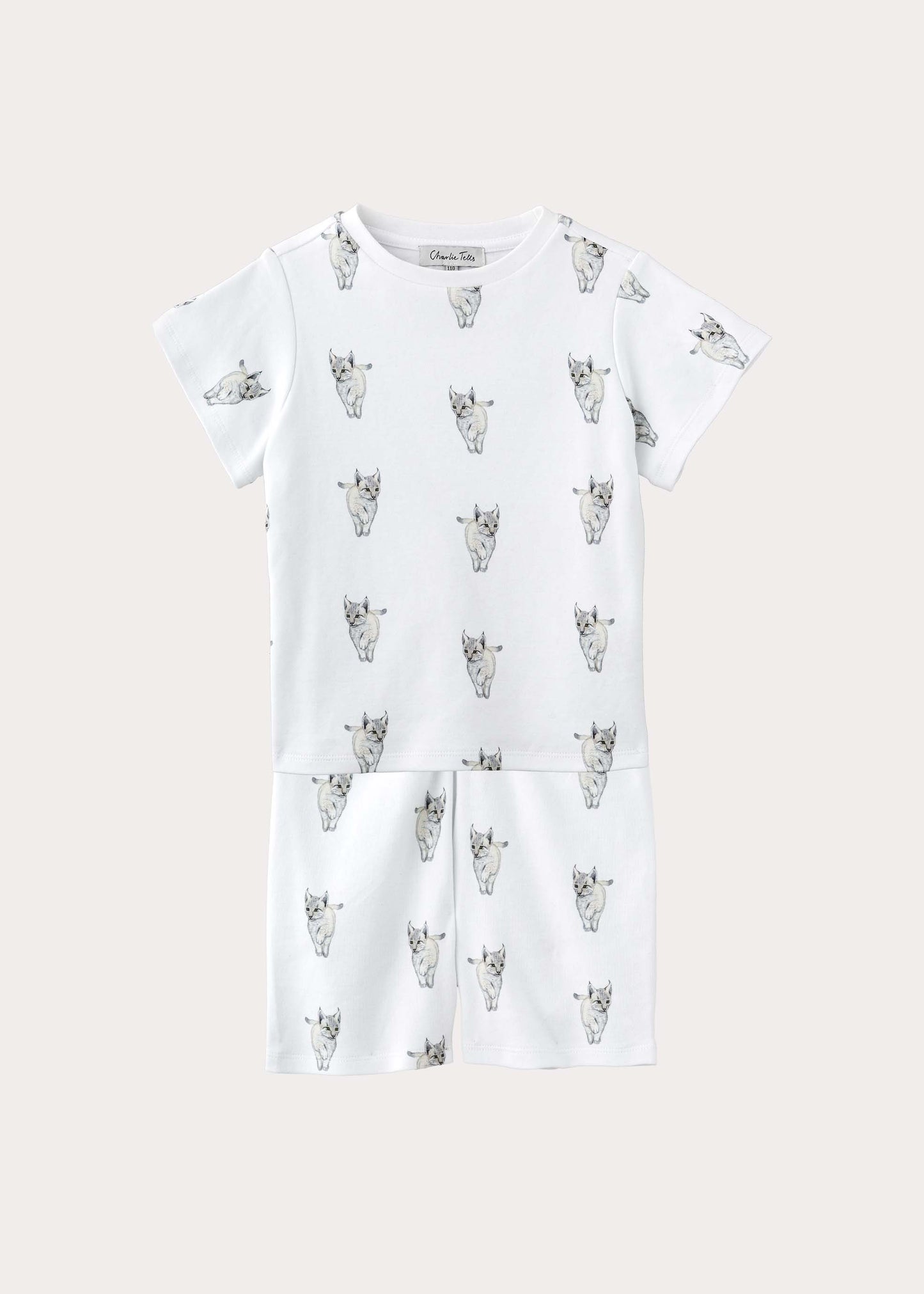 Kort pyjamasset i ekologisk bomull med lodjur