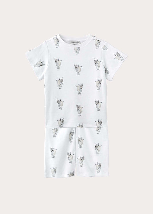 Kort pyjamasset i ekologisk bomull med lodjur
