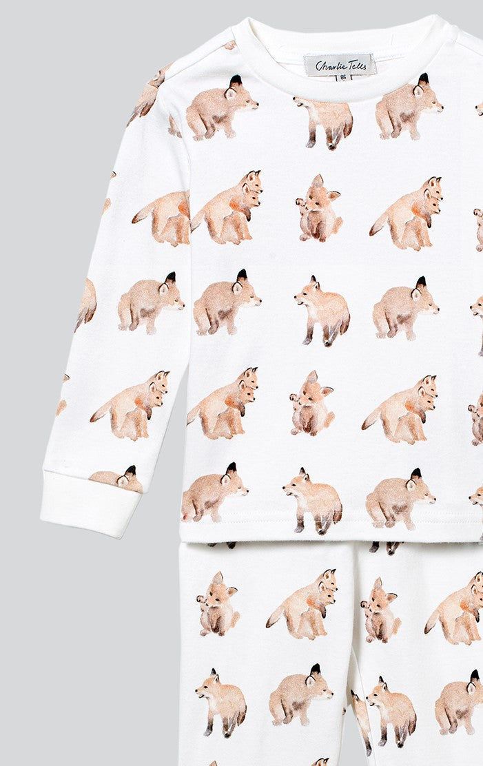 Pyjamas i ekologisk bomull med rävar
