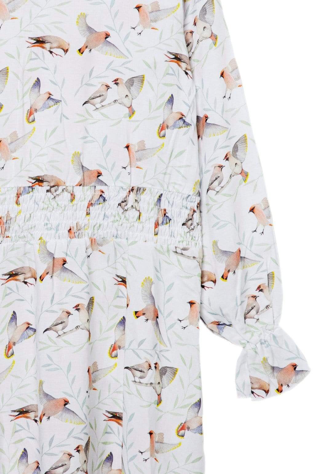 Vävd klänning i viscose med fågelprint klänning