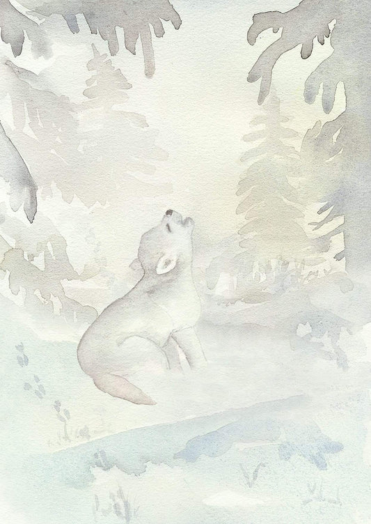 Vykort Vargen Edward i snön Postcard