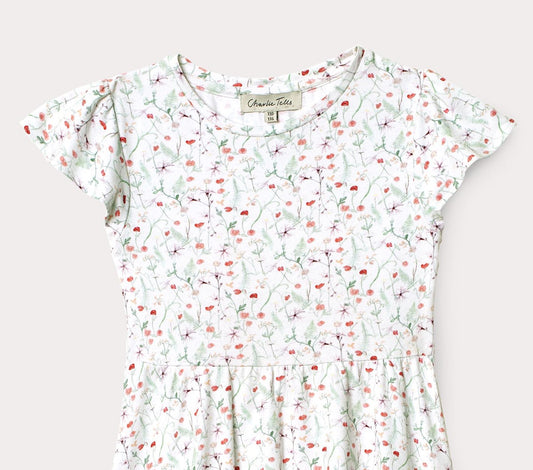 Klänning med fjärilsarm med sommaräng klänning