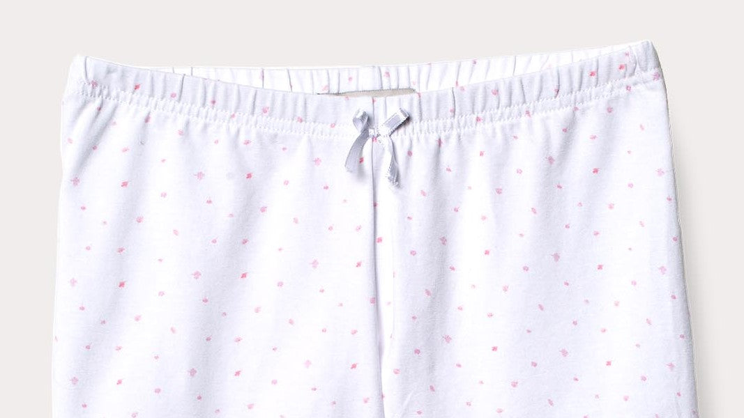 Kort pyjamasset i mjuk modalmix med broderi och rosa blomma Pyjamas