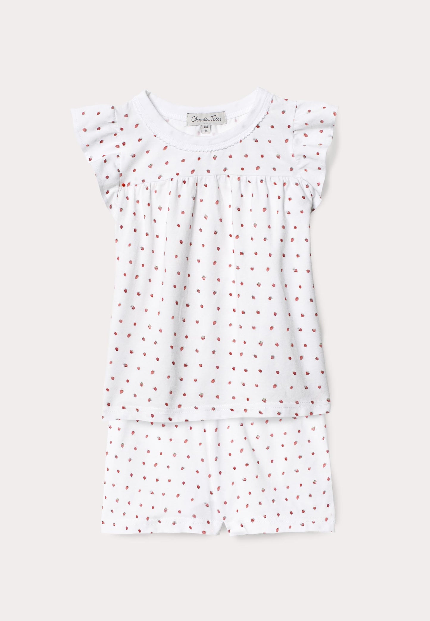 Kort pyjamasset i mjuk modalmix med broderi och smultron Pyjamas