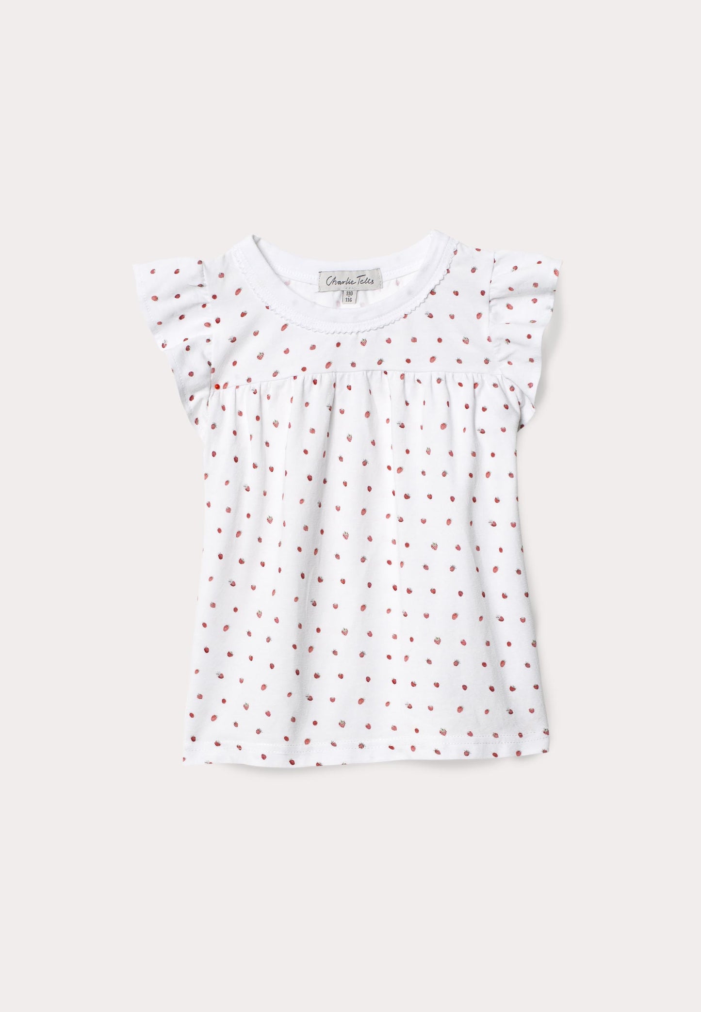 Kort pyjamasset i mjuk modalmix med broderi och smultron Pyjamas