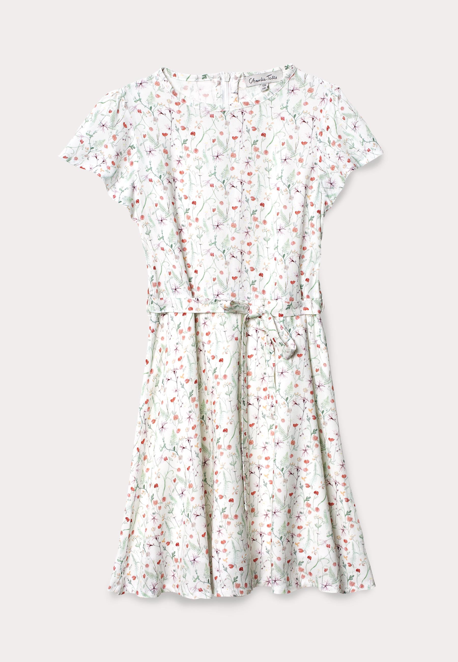 Vävd klänning i viscose med sommarblommor