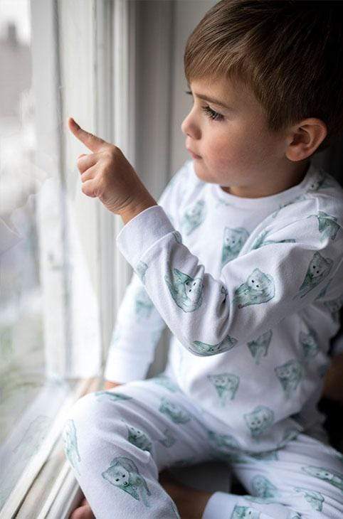 2-delad pyjamas i ekologisk bomull med vargar Pyjamas