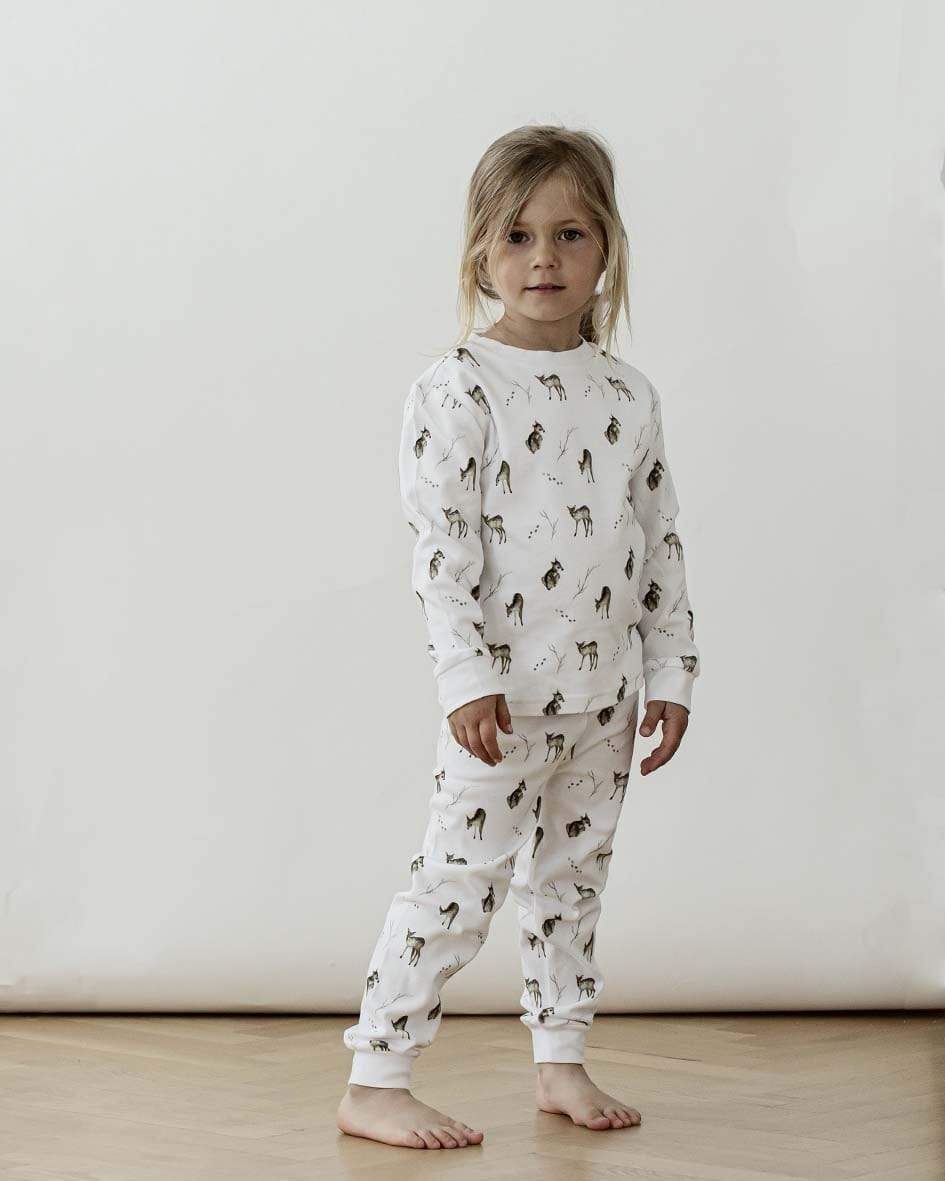 2-delat pyjamasset med rådjur i ekologisk bomull Pyjamas