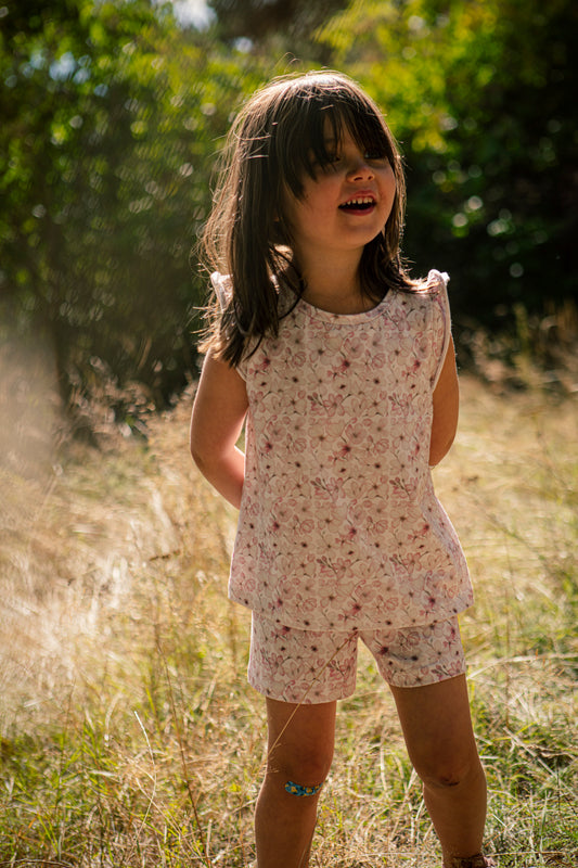 2-delat sommarset med körbärsblommor sommarset