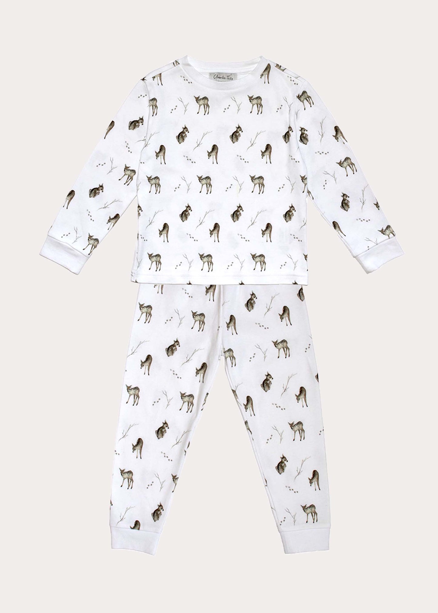 Pyjamas i ekologisk bomull med rådjur