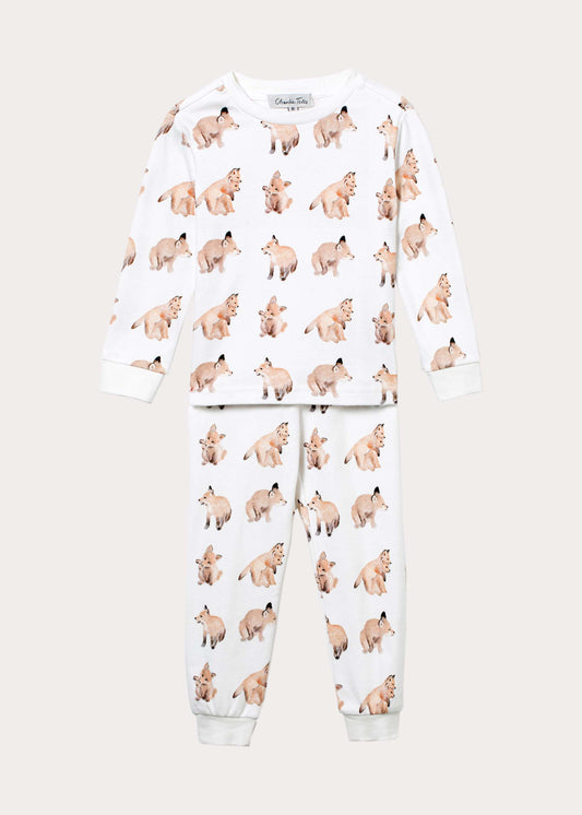 Pyjamas i ekologisk bomull med rävar