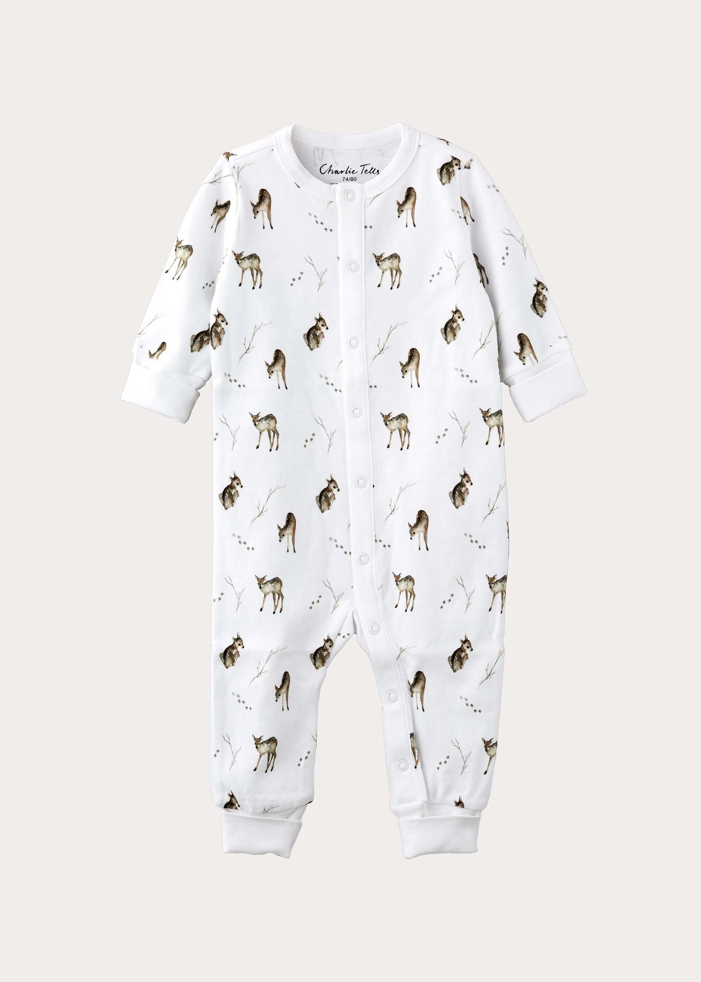 Pyjamas för baby i ekologisk bomull med rådjur
