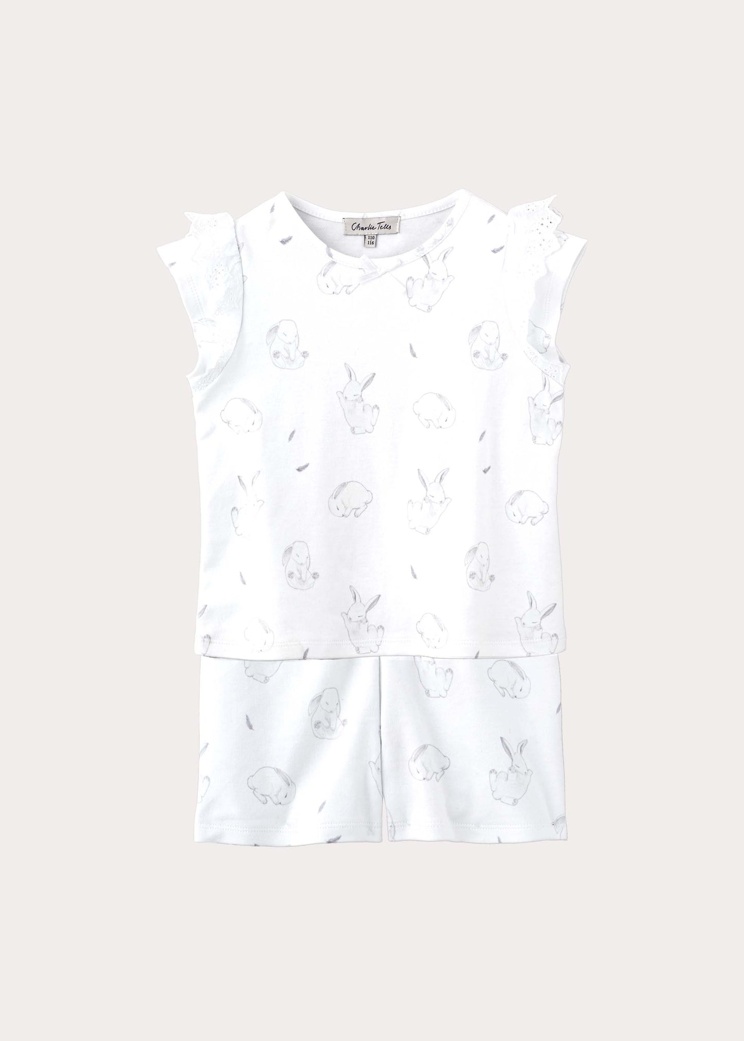 Kort pyjamasset i ekologisk bomull med kaniner
