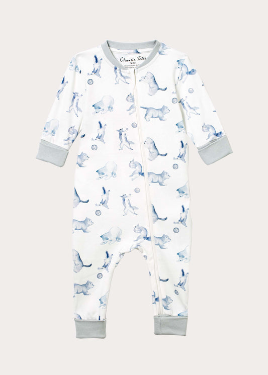 Pajamas in organic cotton with zipper for baby