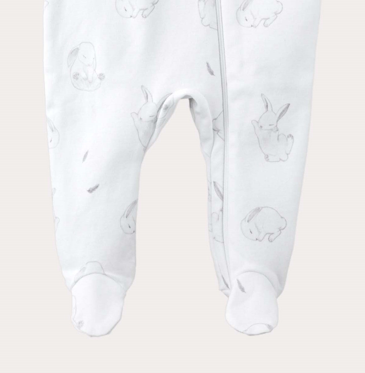 Footed pajamas for baby in organic cotton with rabbits