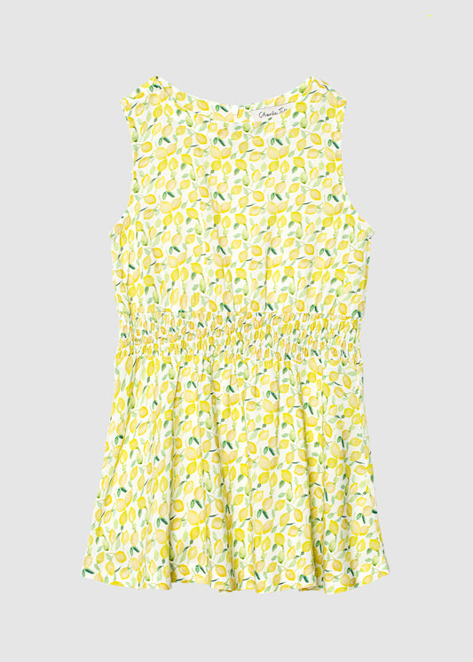 Dress with smock and lemon print 