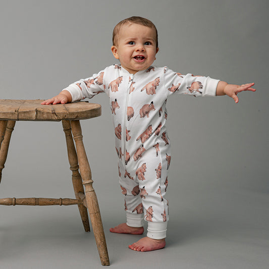 Pyjamas för baby i ekologisk bomull med rävar