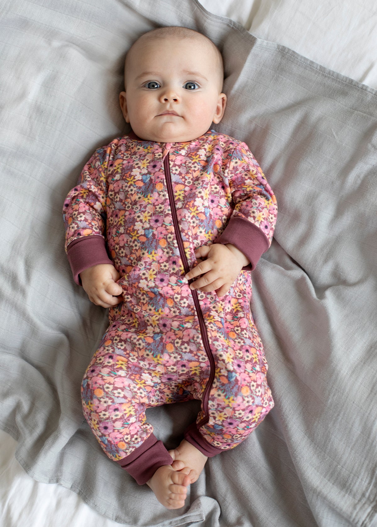 Pajamas in organic cotton with zipper for baby Charlie Tells