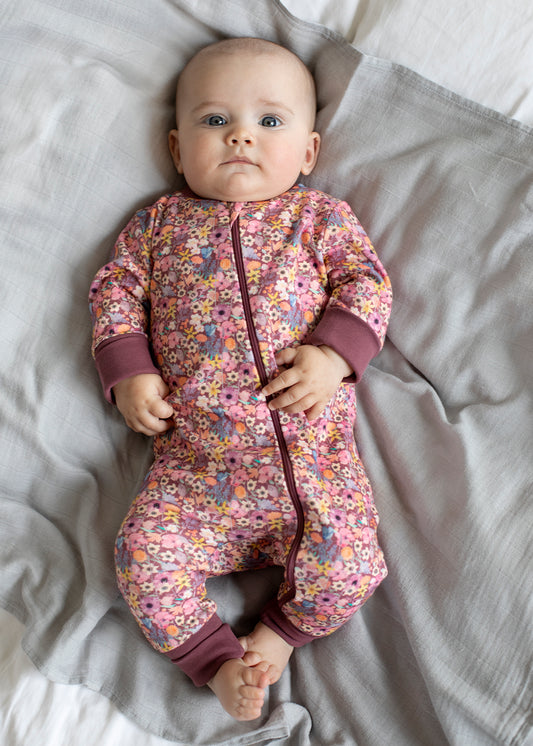 Pajamas in organic cotton with zipper for baby