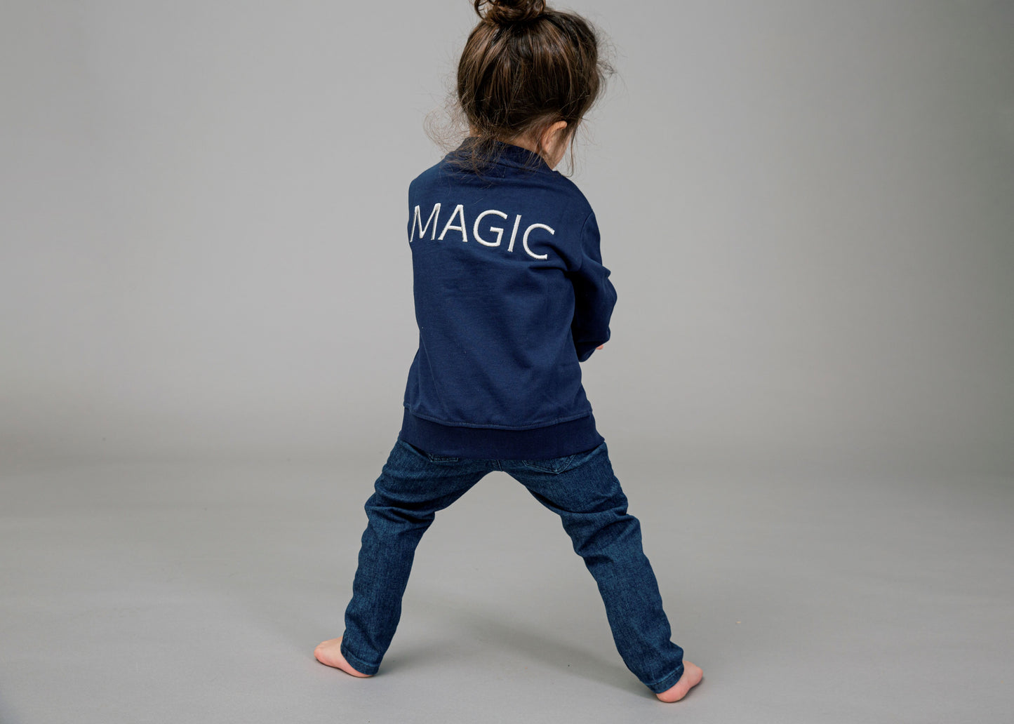 Marinblå bomberjacka med broderad text Jacket