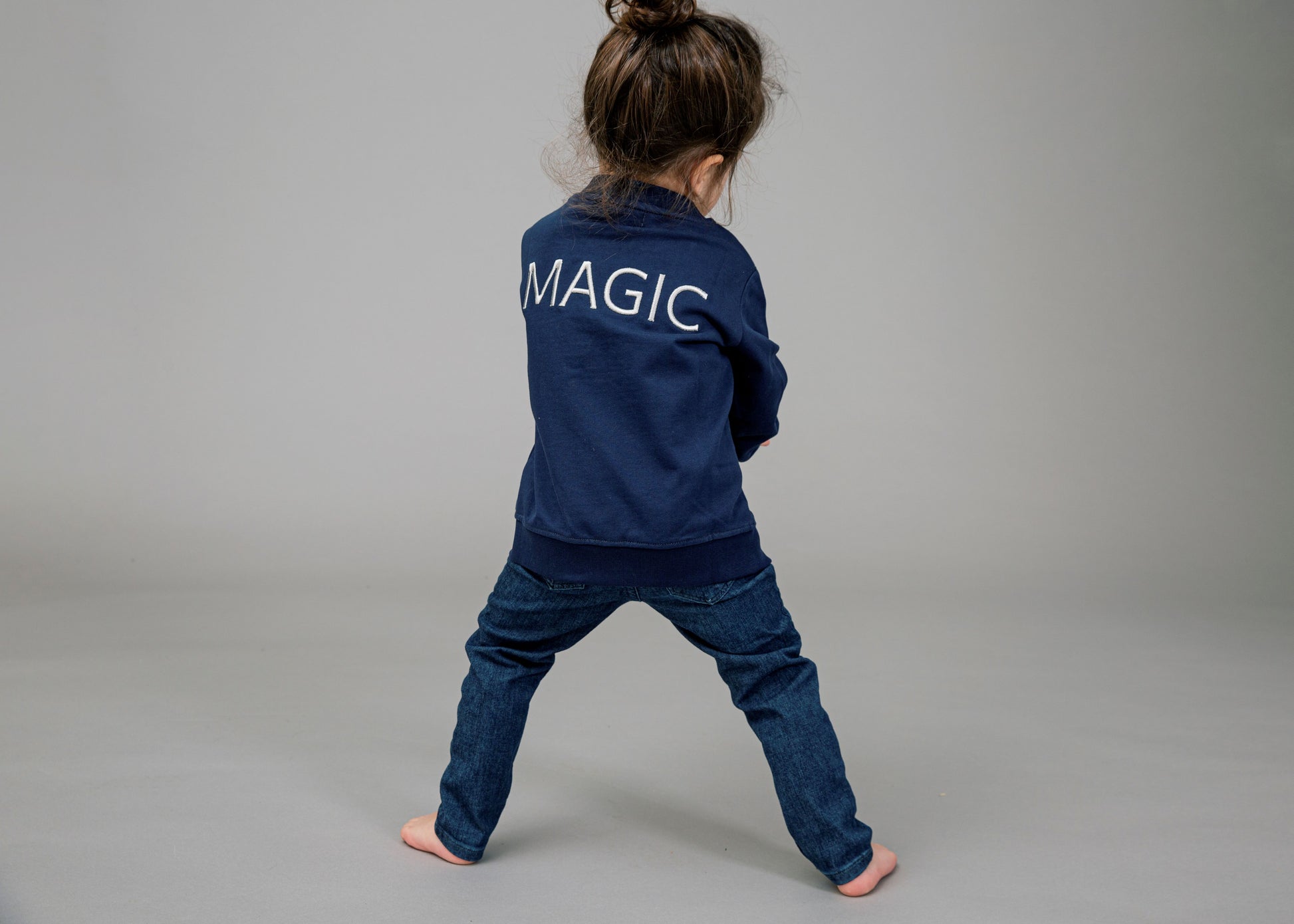 Marinblå bomberjacka med broderad text Jacket