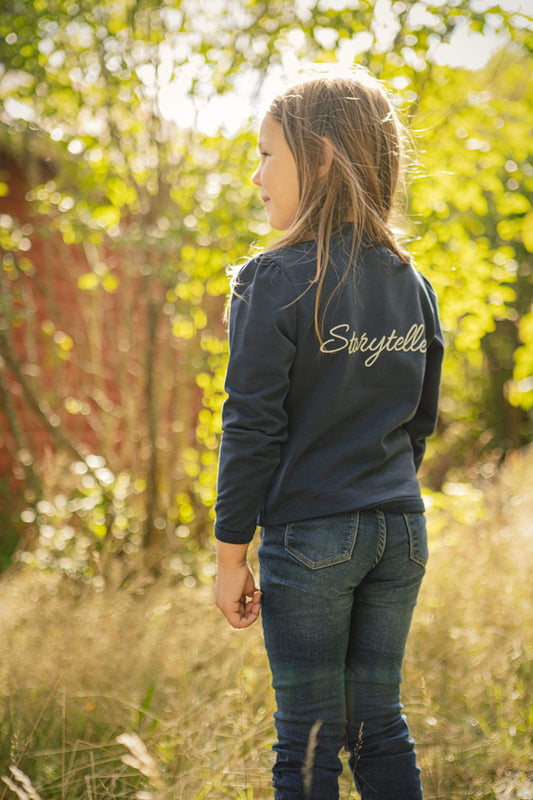 Marinblå bomberjacka med broderad text Jacket