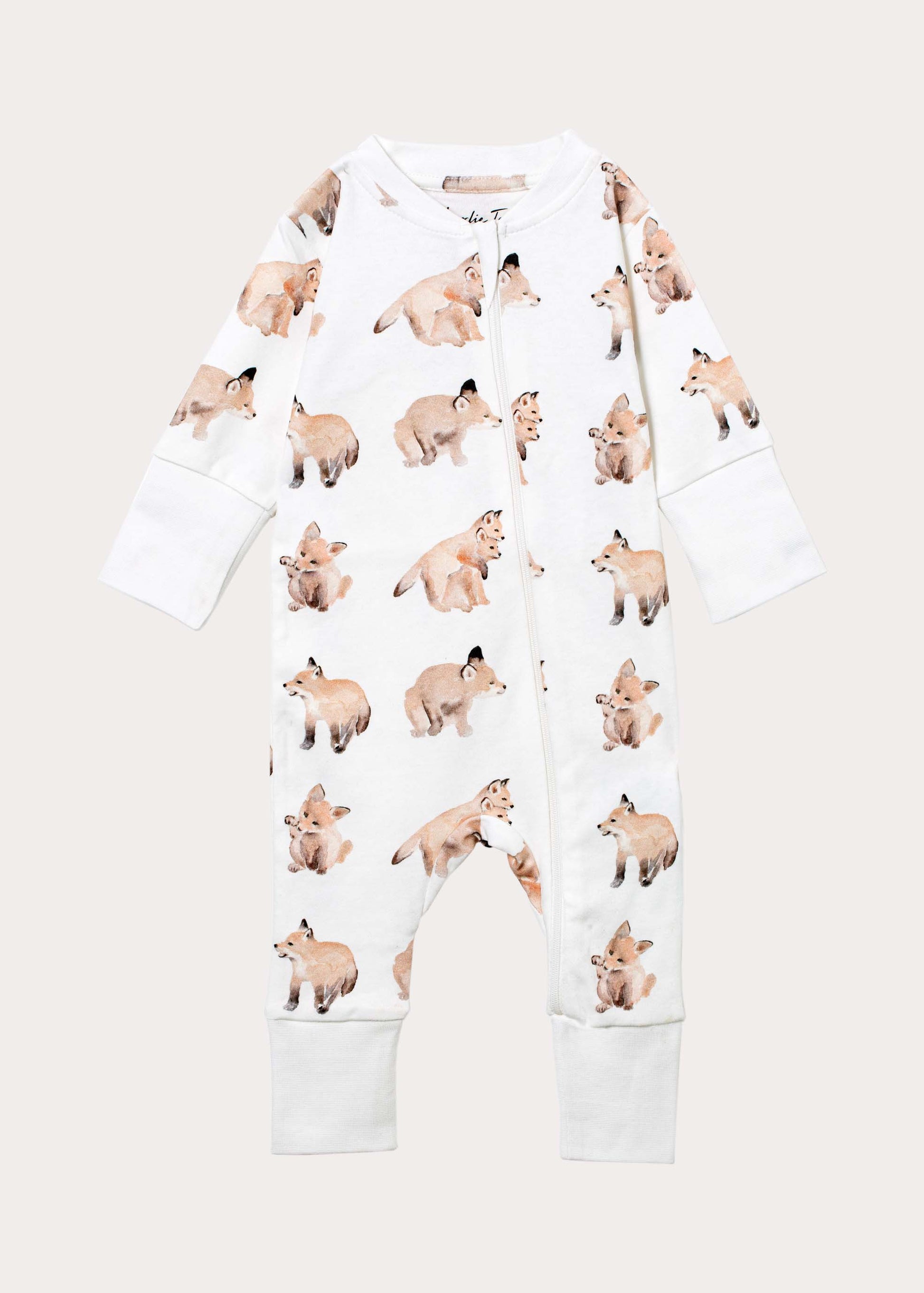 Pyjamas för baby i ekologisk bomull med rävar Pyjamas