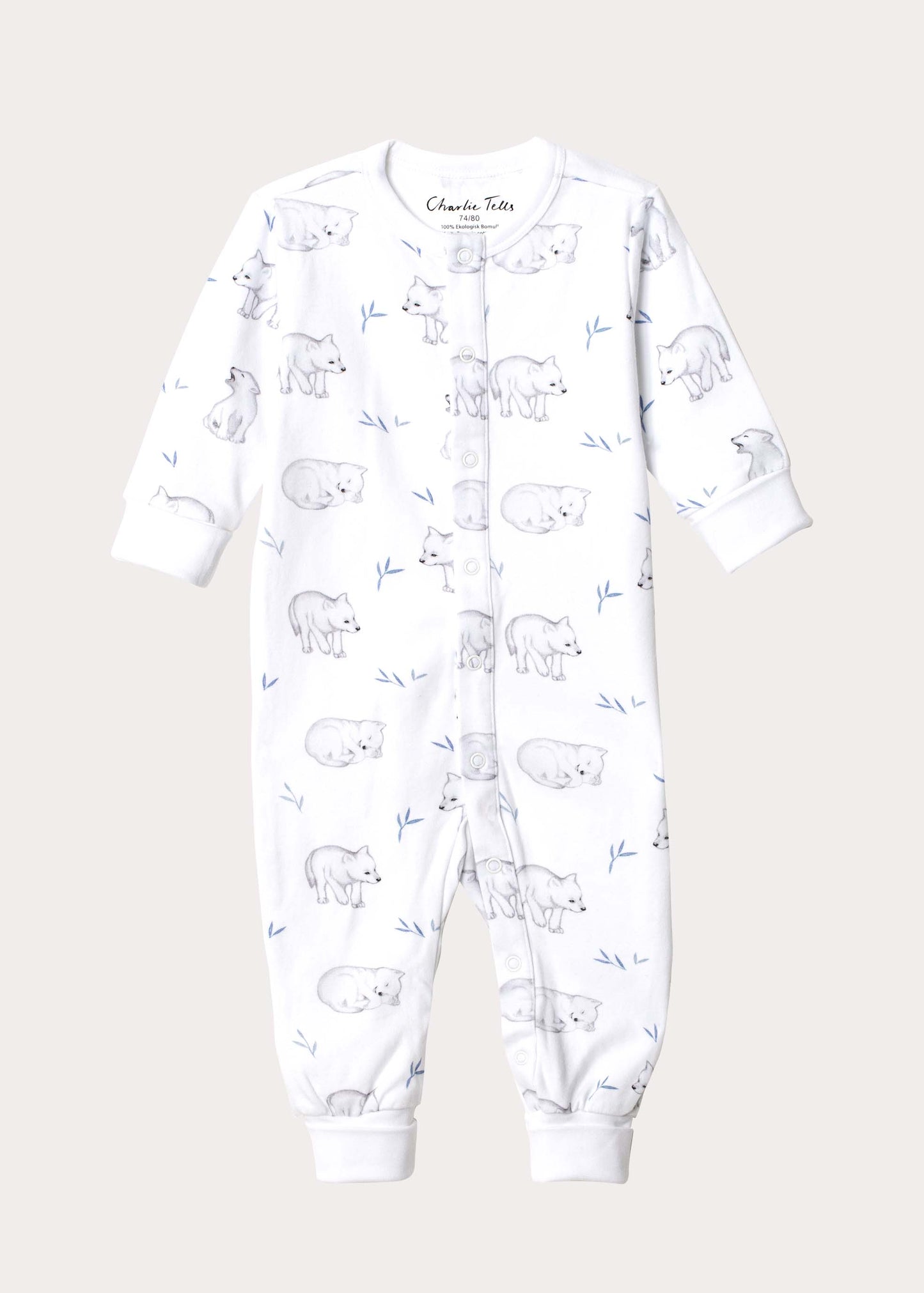 Pyjamas för baby i ekologisk bomull med vargar Pyjamas