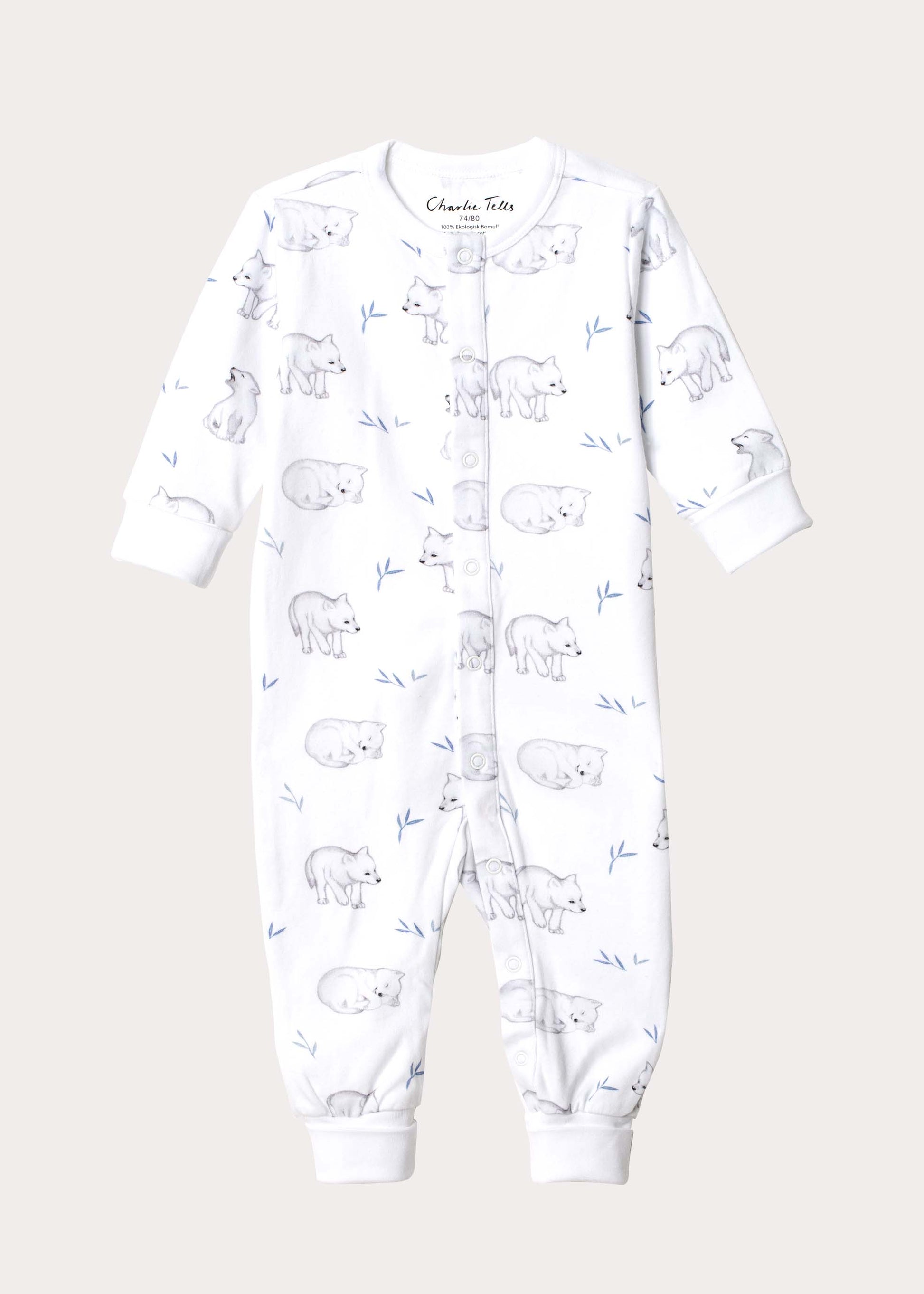 Pyjamas för baby i ekologisk bomull med vargar Pyjamas