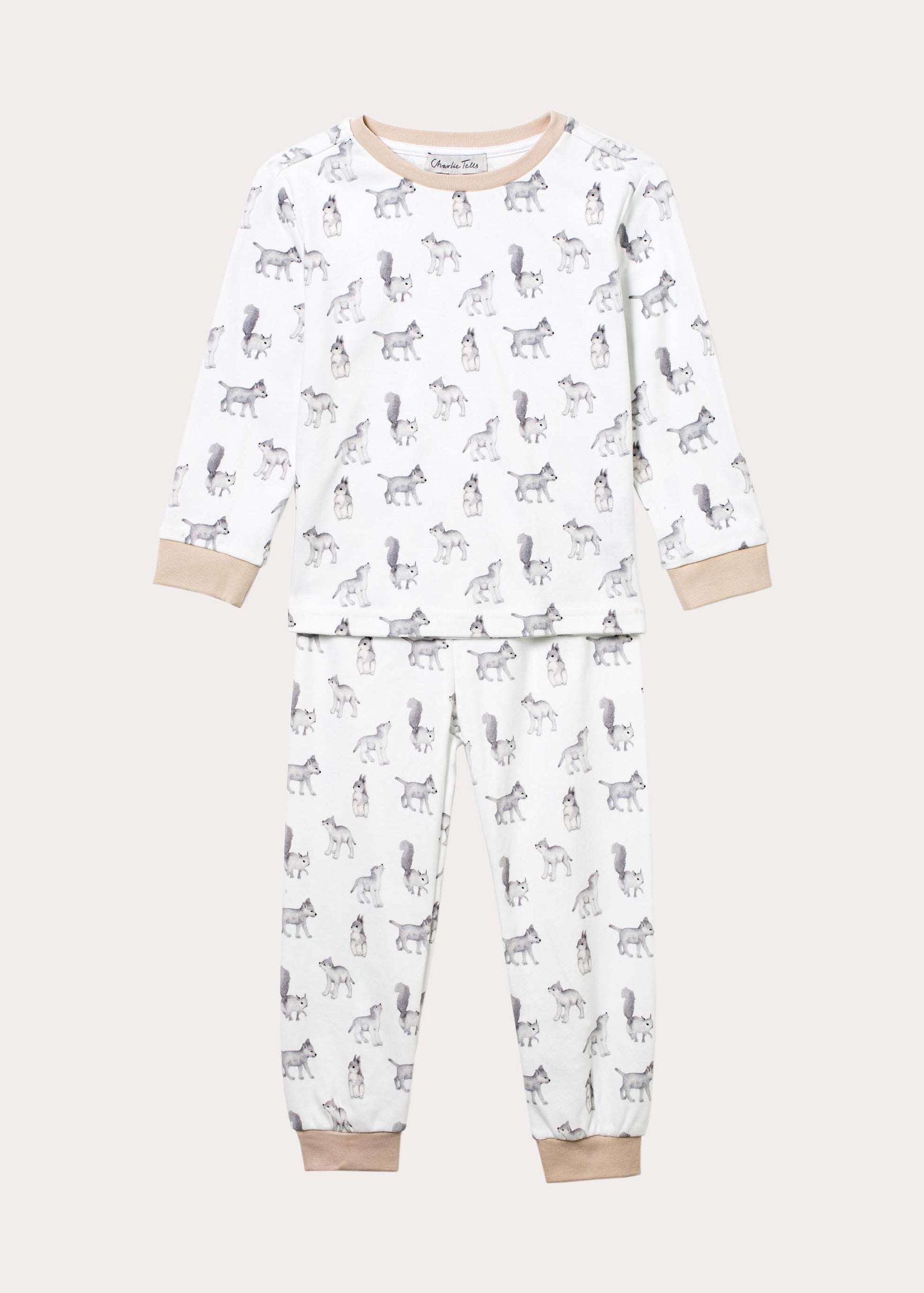 Pyjamas i ekologisk bomull med ekorre och varg Pyjamas