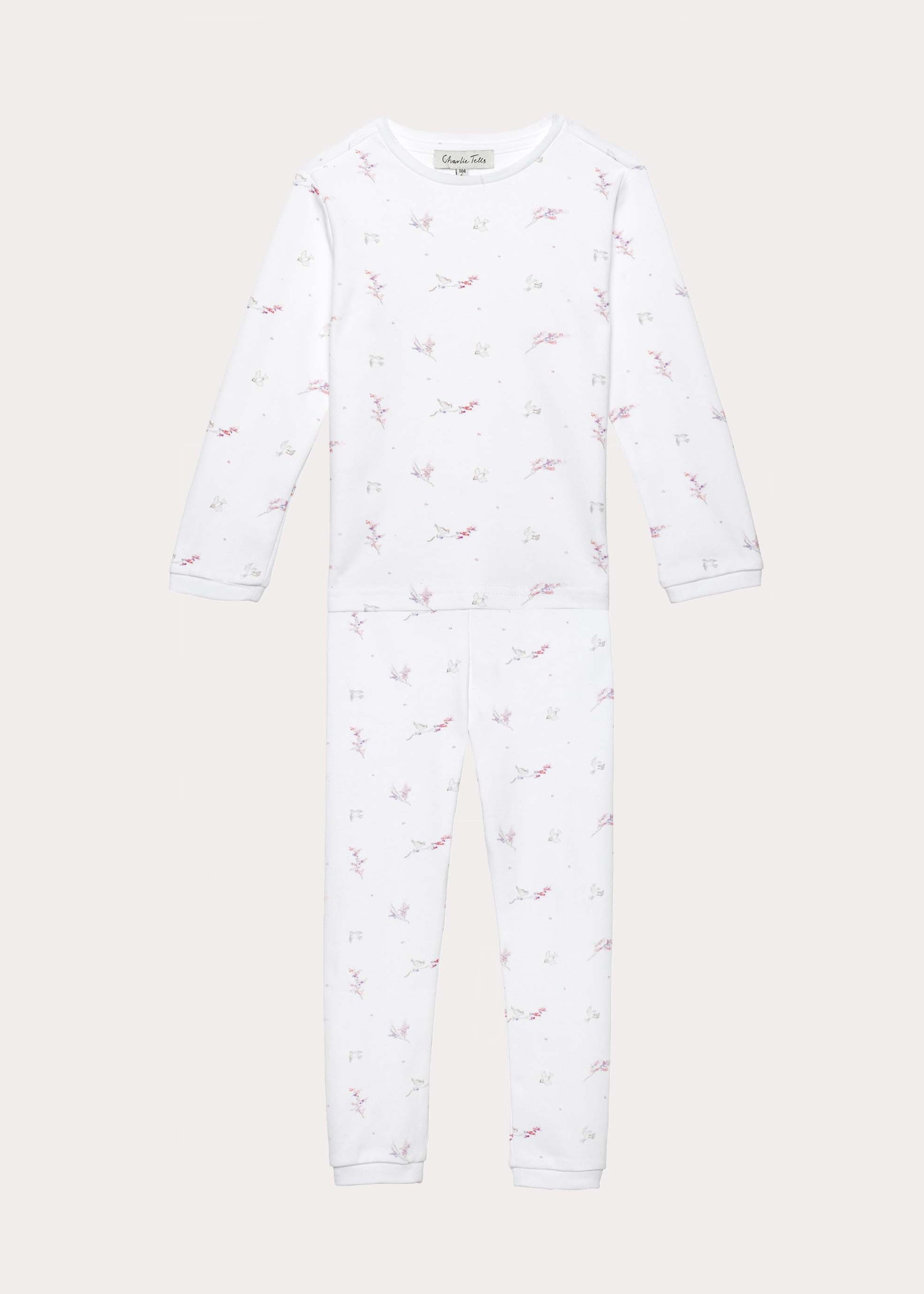 Pyjamas i ekologisk bomull med fåglar Pyjamas