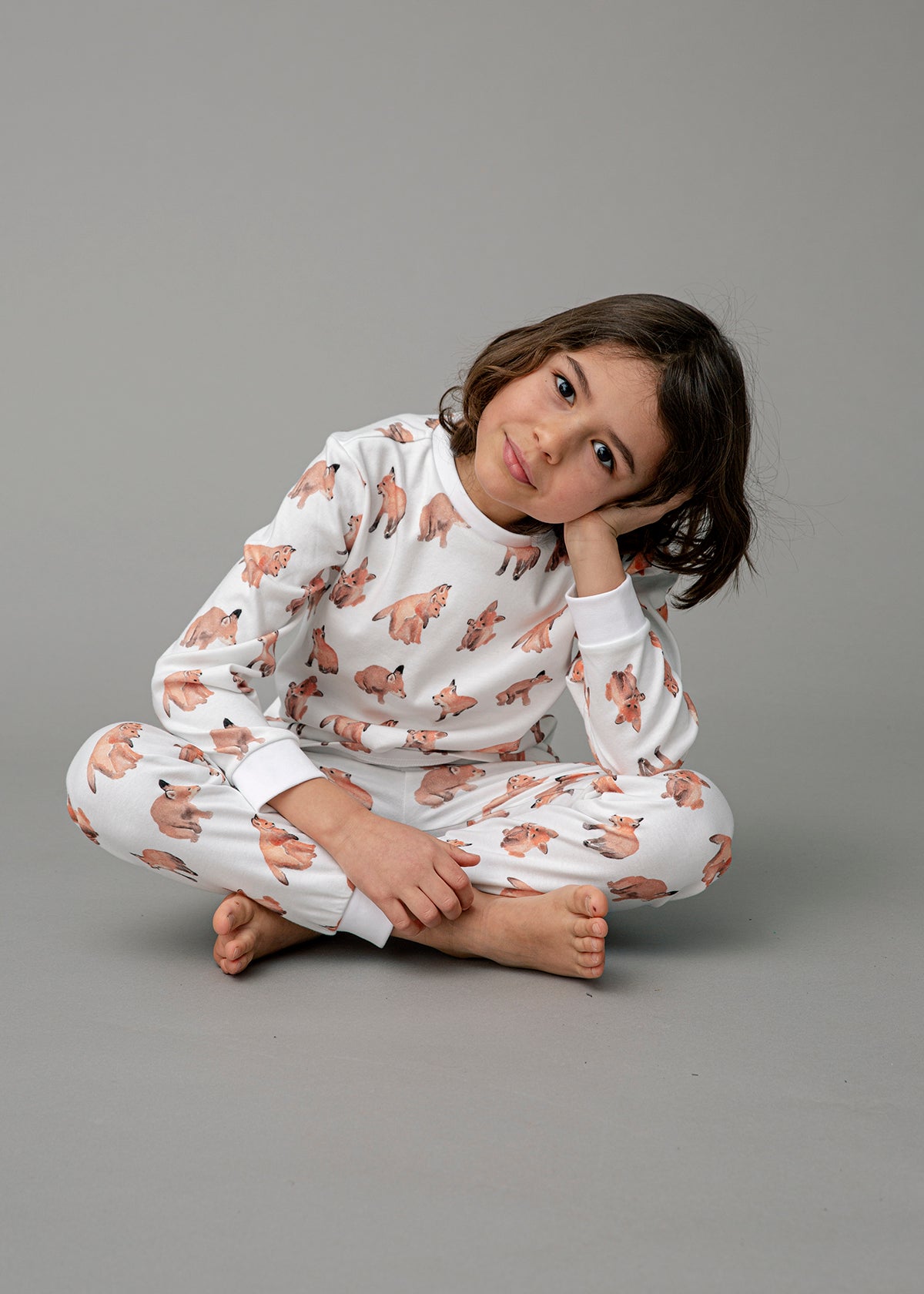 Pyjamas i ekologisk bomull med rävar Pyjamas