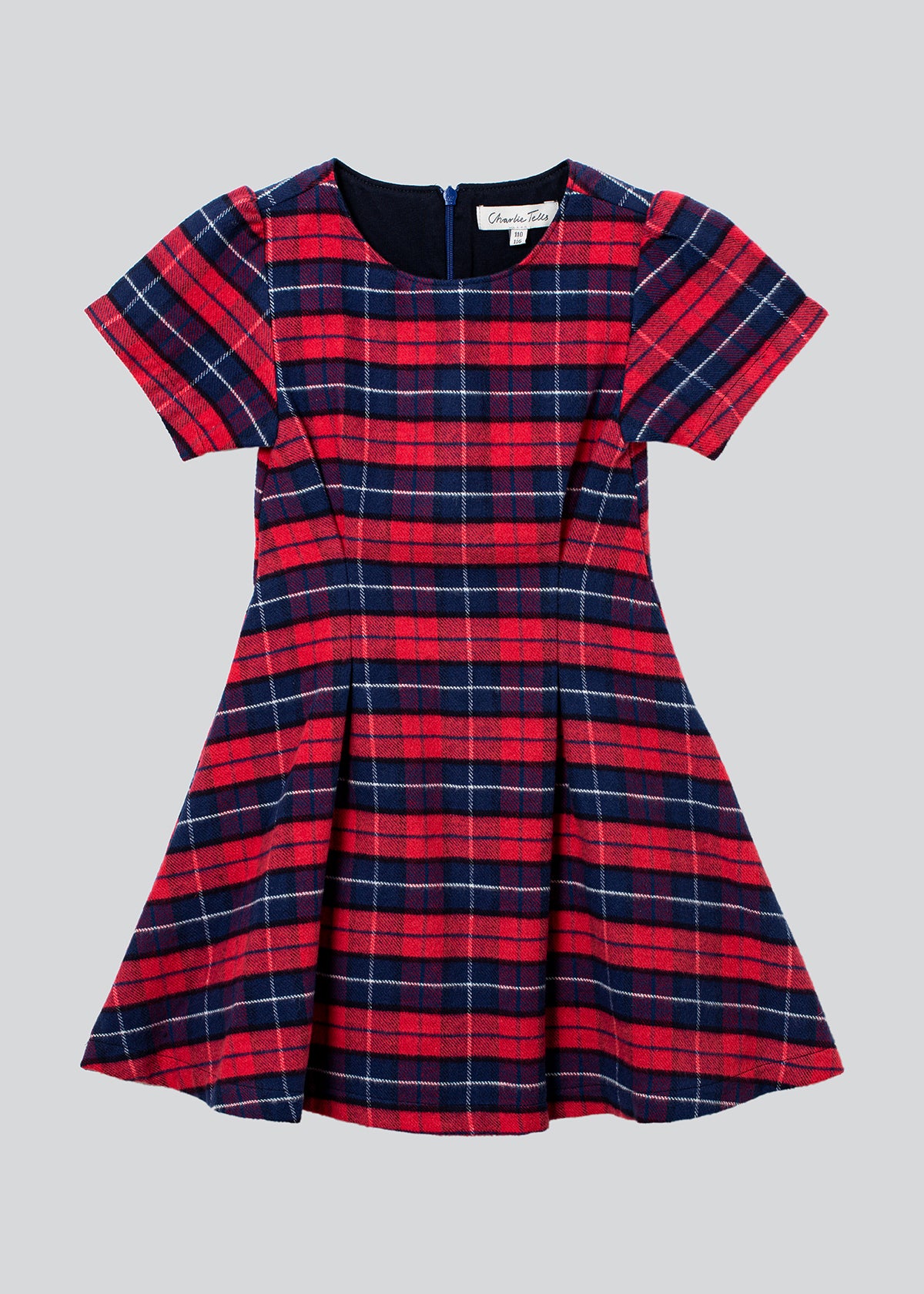 Rutig klänning med lagda veck Baby och småbarn