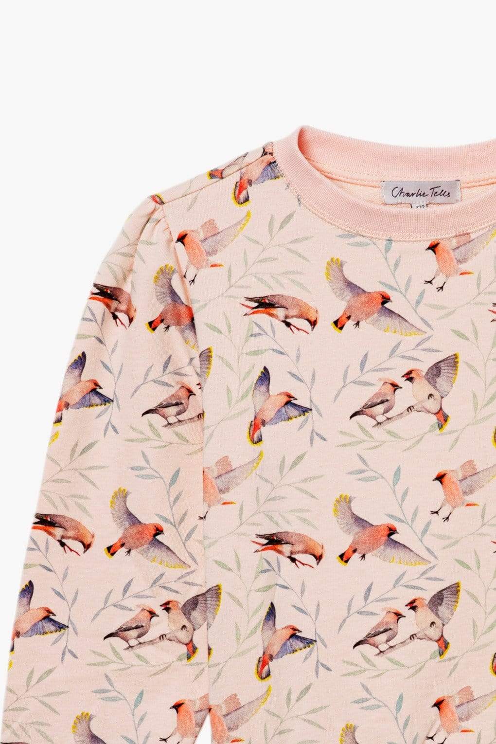 Sweatshirt med puffärm och fågelprint