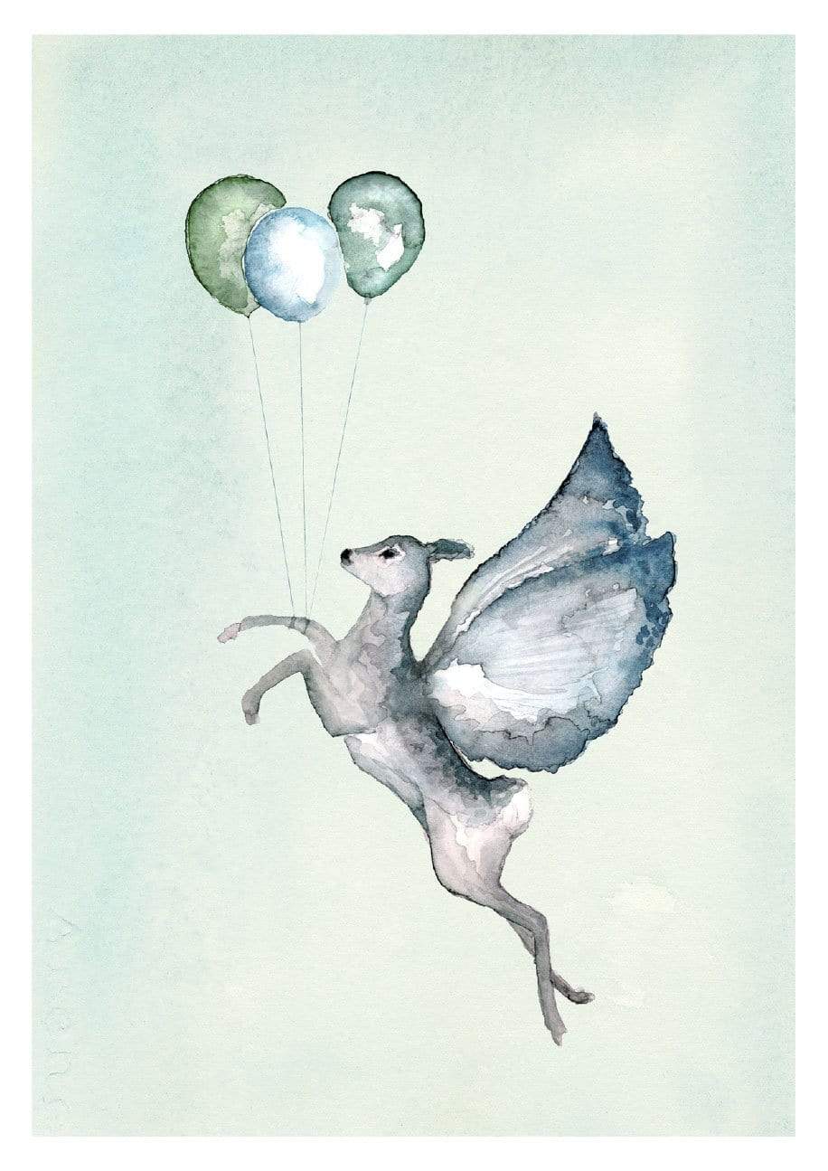 Vykort Rådjuret Nova med ballonger Postcard